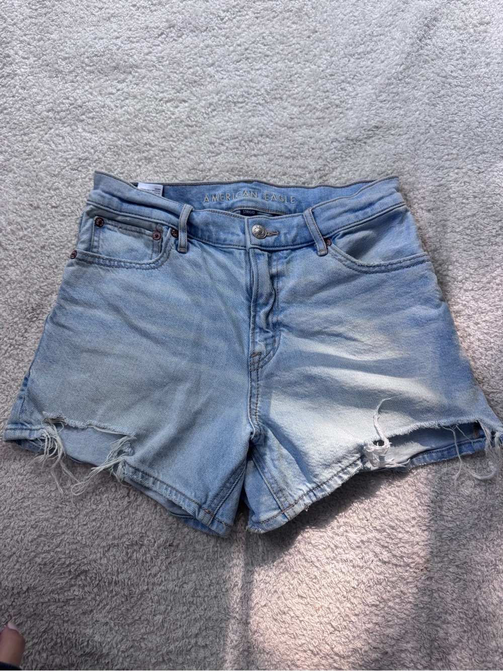 American Eagle Outfitters Light Wash Distressed High-Rise Denim Shorts